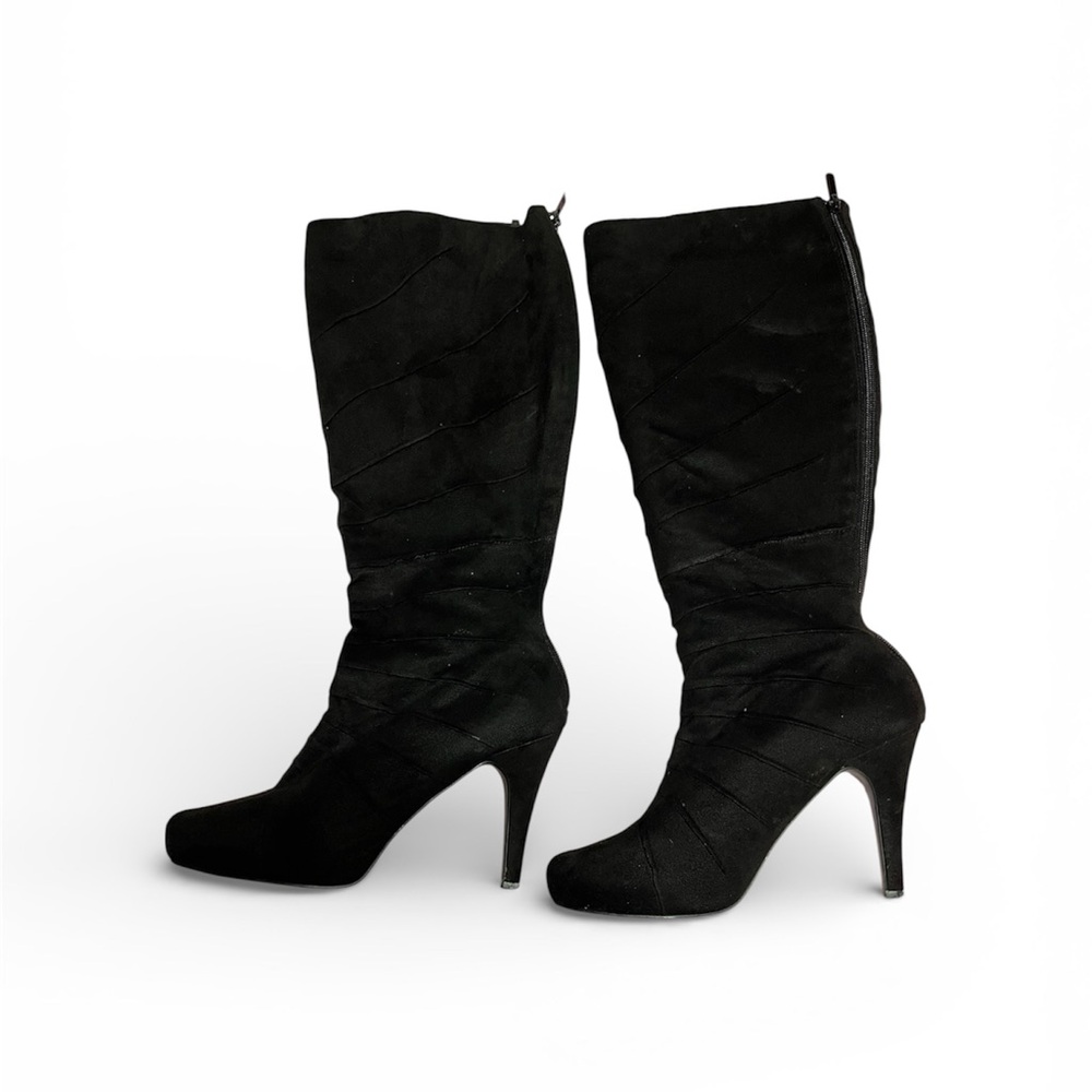 Velvet Heart Black Suede Mid-Calf Stiletto Boots